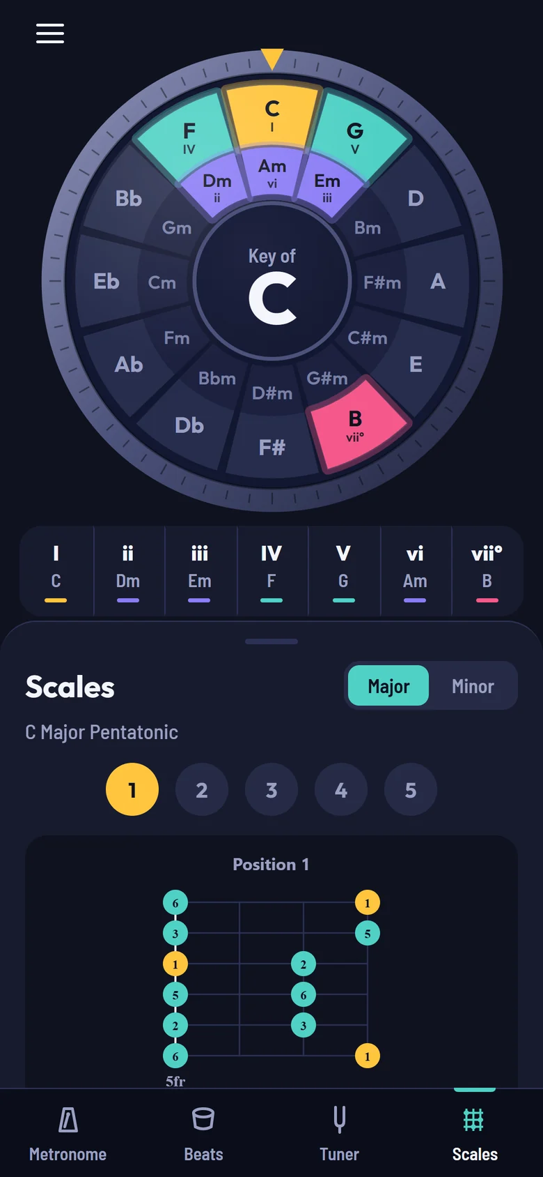 Guitar Wingman home screen